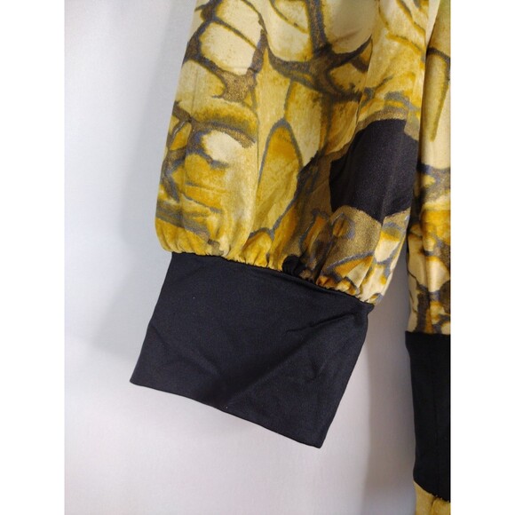 Baby Phat Tan Black Stretchy Belted Short-Sleeve Midi Dress Small Deep v-neck - Picture 11 of 11